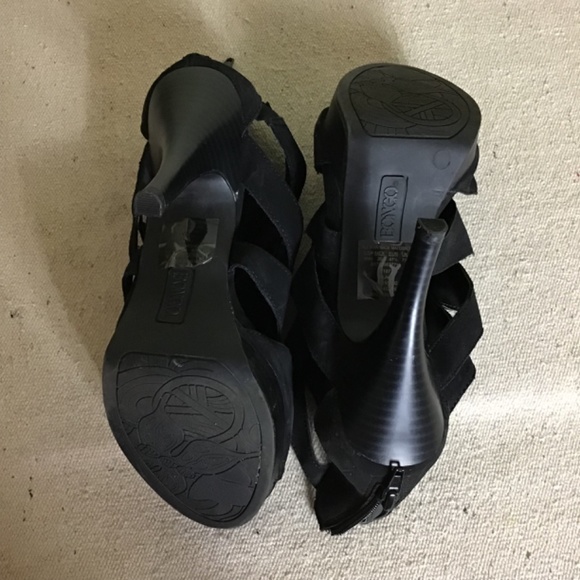 Bongo Women's Black Gladiator 4 in heels Sz. 9 GUC (flaws) - Picture 7 of 8